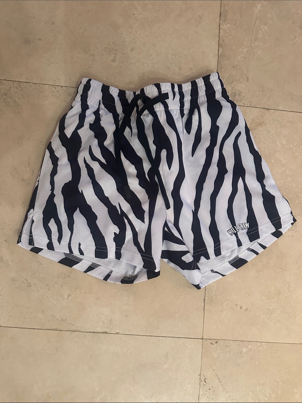 Kill Crew Women's Zebra-Print Athletic Shorts - Black & White